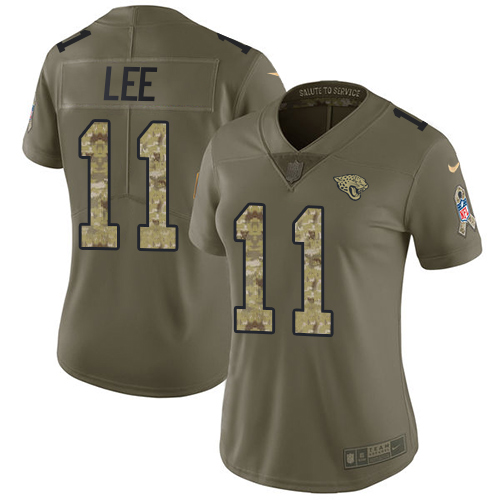 Nike Jacksonville Jaguars #11 Marqise Lee Olive Camo Women Stitched NFL Limited 2017 Salute to Service Jersey->women nfl jersey->Women Jersey